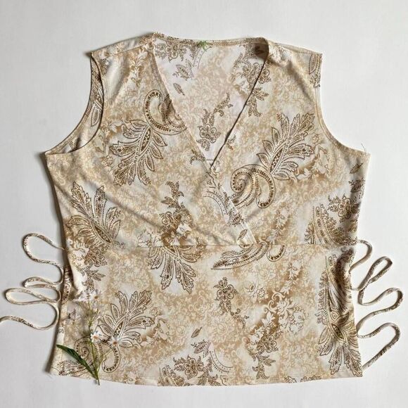 Y2K tan paisley top - Picture 1 of 8
